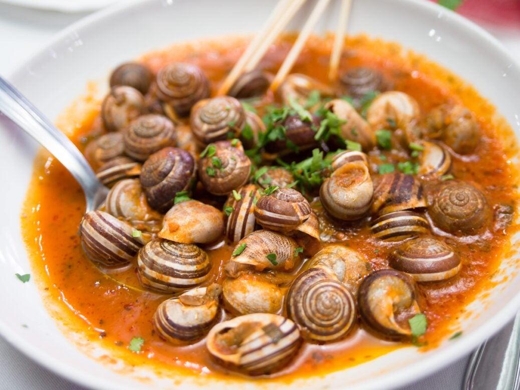 Snails in a tomato sauce.