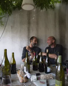 Rhône natural wine producer Yann Rohel (left).