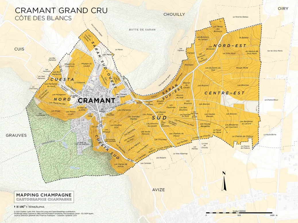 Champagne map of Cramant