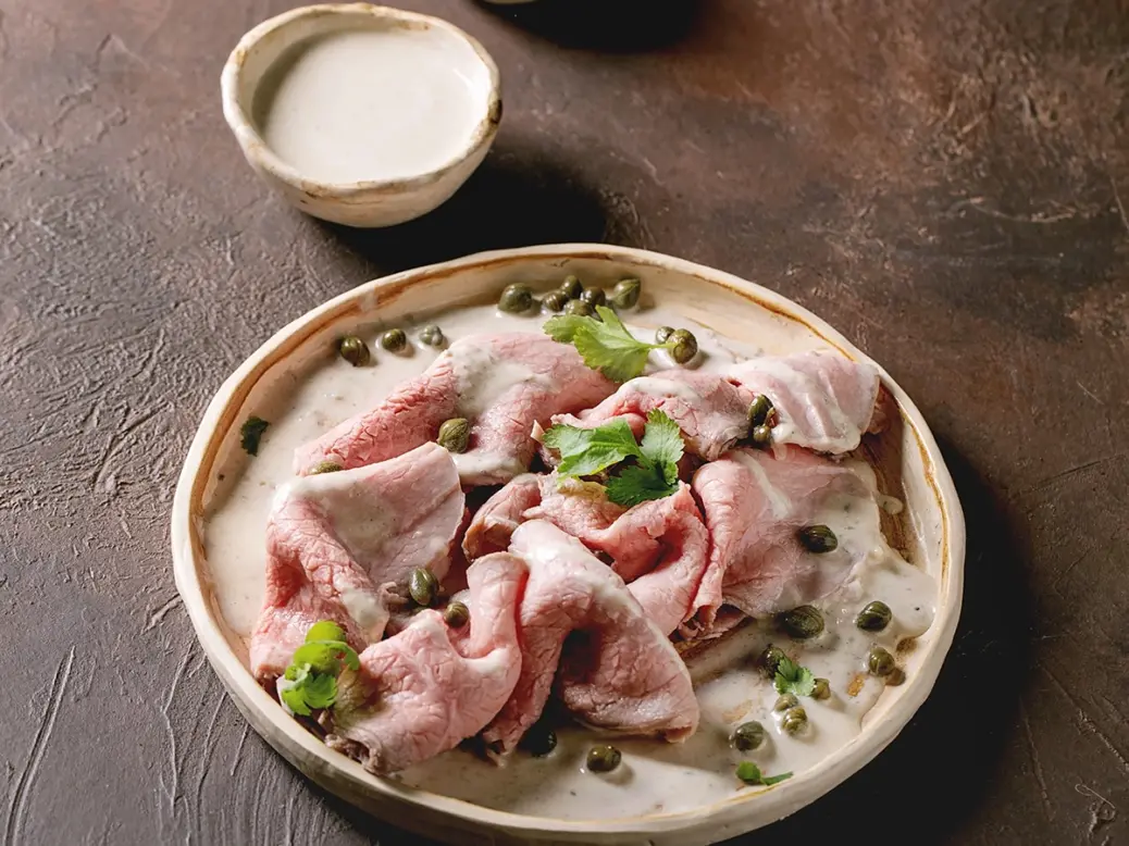 a plate of vitello tonnato