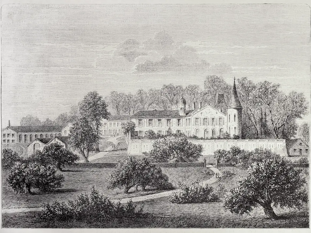 A drawing of Château Lafite Rothschild 1868