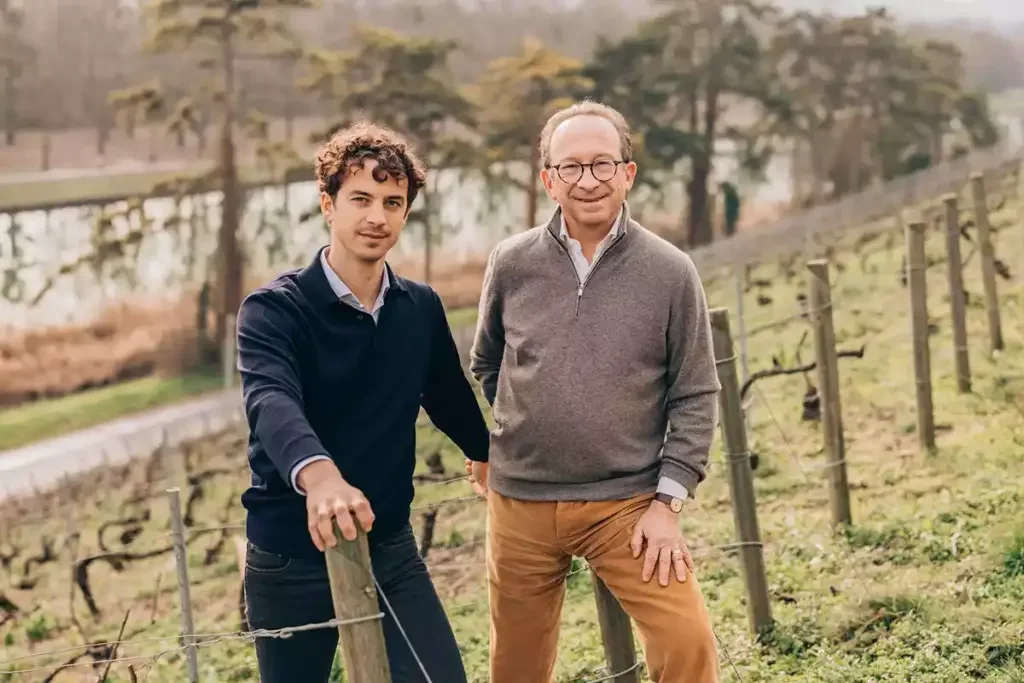 Charles Philipponnat together with son François on the steep slope of Clos des Goisses.