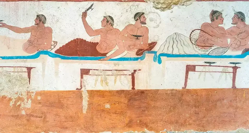 A symposion depicted at the tomb of the diver