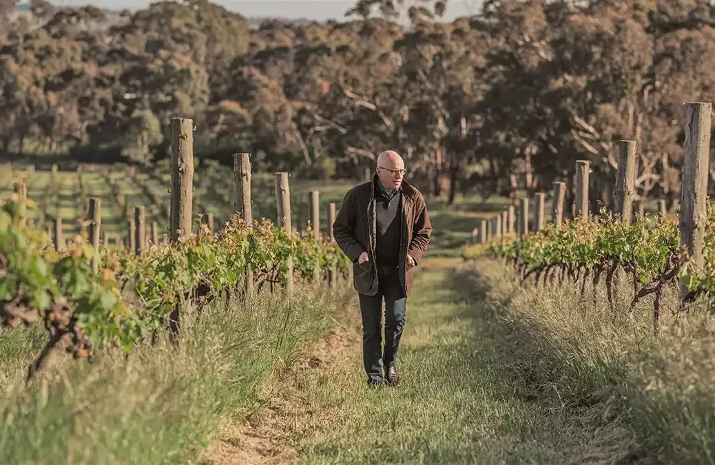 Jeffrey Grosset in his Polish Hill Riesling vineyard