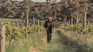 Jeffrey Grosset in his Polish Hill Riesling vineyard