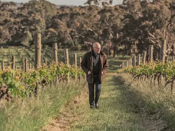 Jeffrey Grosset in his Polish Hill Riesling vineyard