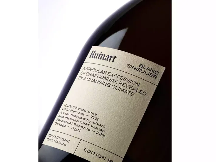 Ruinart Blanc Singular bottle close-up