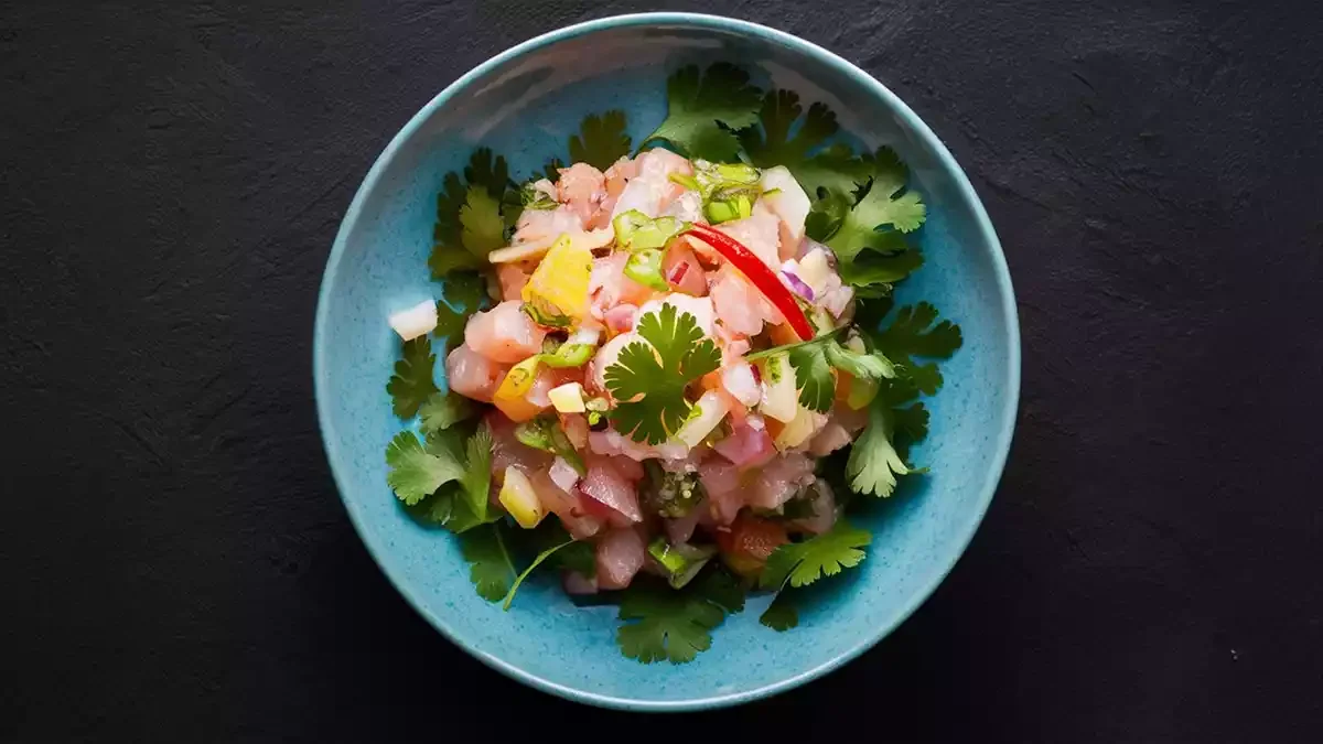 At the table: <em> Ceviche</em>