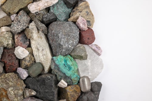 A picture of rocks and minerals of various colors used to illustrate the article about minerality in wine tasting