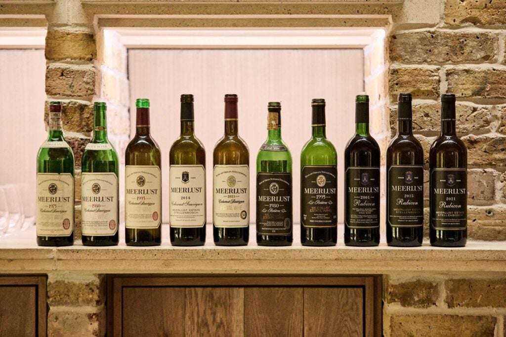A front view of the bottles of Meerlust wine featured in the tasting